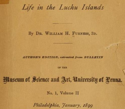 Above: The title page of Dr. Furness's 1899 report.