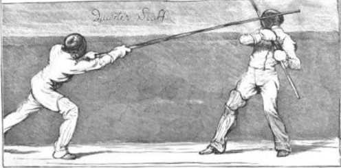 Above: A quarterstaff assault at the London Athletic Club, 1874 (from the Graphic). 
