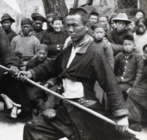 Sword dancer in the old city of Shanghai